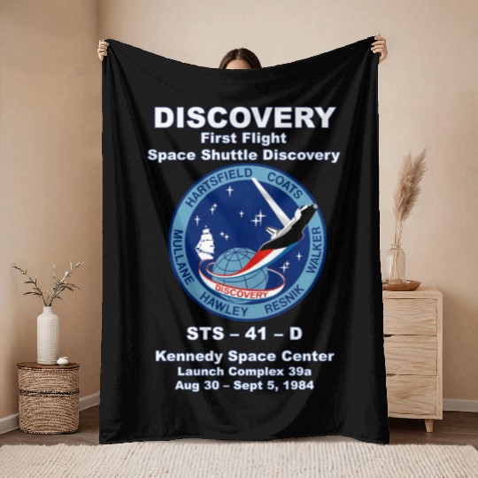 NASA Space Shuttle STS-41-D Vintage Crew Throw Blankets