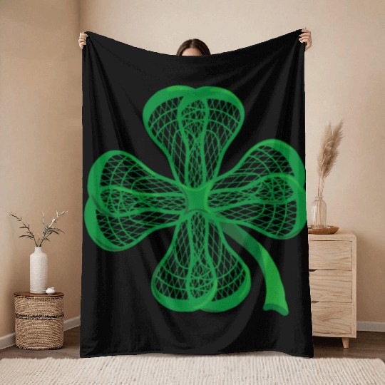 Lacrosse Sticks Shamrock clover irish lucky Lax T- Throw Blankets