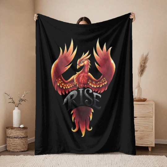 Rising Phoenix Throw Blankets