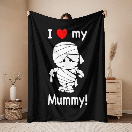 I Love My Mummy kids Thanksgiving Throw Blankets Thankful