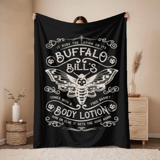 Buffalo Bill's Body Lotion Label Throw Blankets