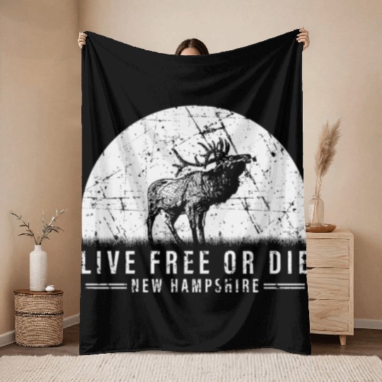 Live Free or Die New Hampshire Hiking Throw Blankets