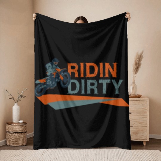 Dirt Bike MX Motocross Supercross Throw Blankets