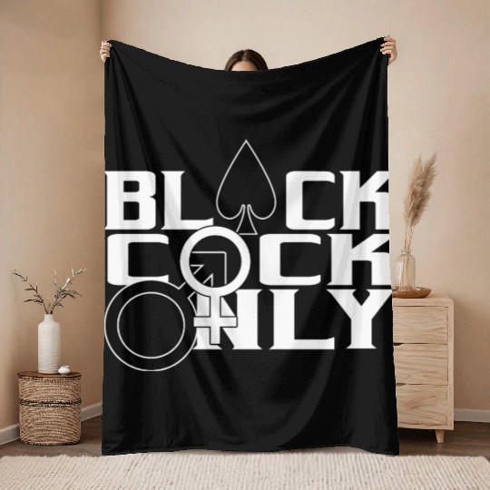 Black Cock Only BBC Cuckold Hotwife Alpha Beta Throw Blankets