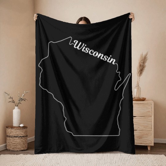 Wisconsin State Pride USA Map Throw Blankets