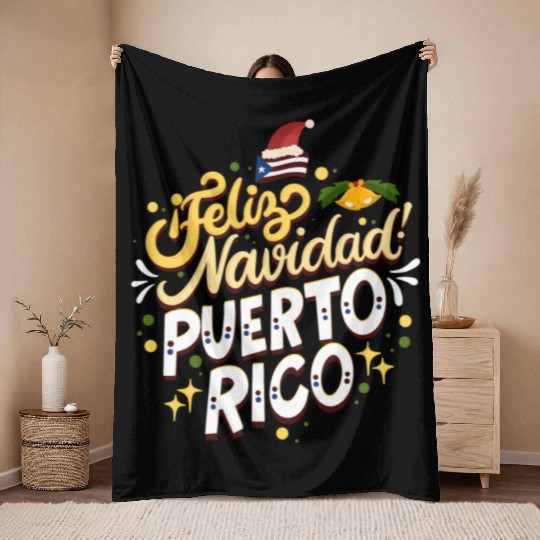 Feliz Navidad Puerto Rico - Merry Christmas Throw Blankets