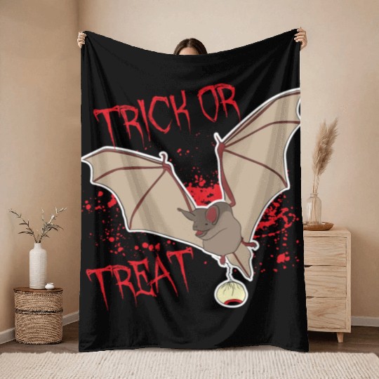 Trick or treat Bat Throw Blankets