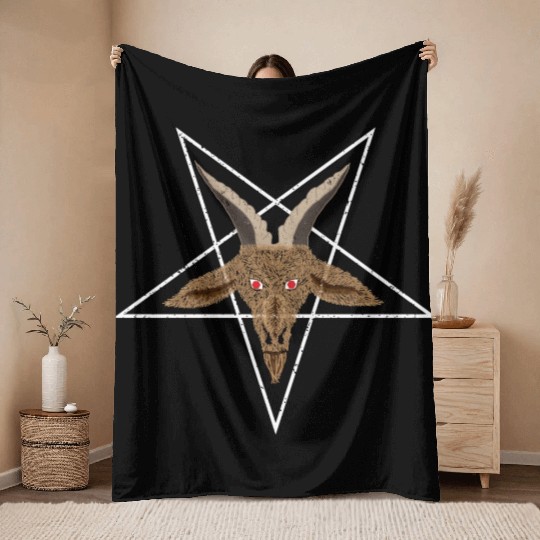 Baphomet Pentagram Throw Blankets