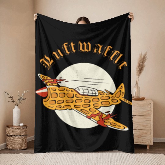 Luftwaffle Waffle Military Aircraft Pilot Throw Blankets