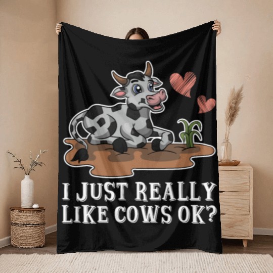 Cow farmer country bumpkin Throw Blankets