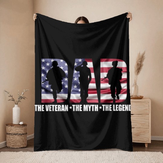 Dad The Veteran The Myth The Legend - Father's Day Throw Blankets