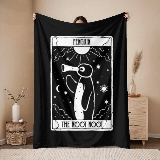 noot noot tarot card rainbow vintage distressed Throw Blankets