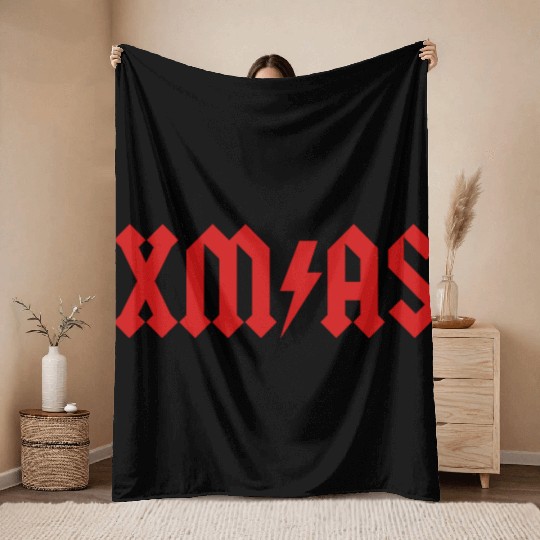 Xmas Rock Roll Heavy Metal funny Christmas X-mas Throw Blankets