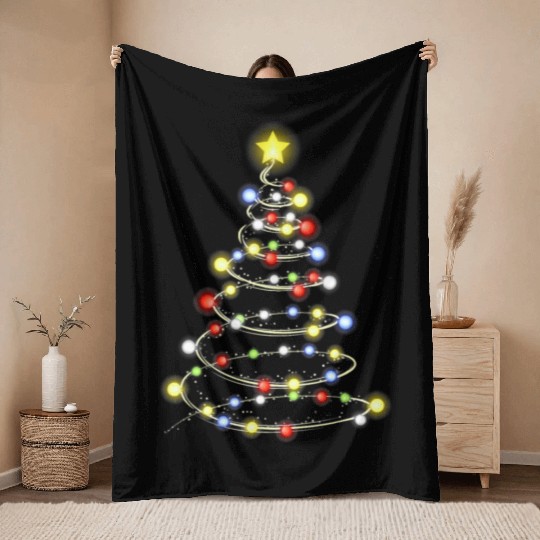 christmas tree christmas light Throw Blankets