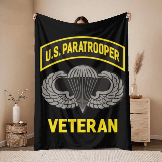 Us Paratrooper Airborne Division Army Veteran Throw Blankets