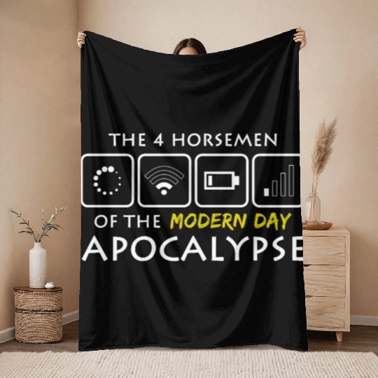 Nerd Horsemen Modern Apocalypse I Computer WIFI Throw Blankets