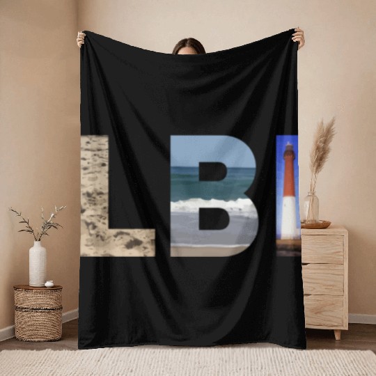 Lbi Long Beach Island Nj Photo Beach Ocean Lightho Throw Blankets