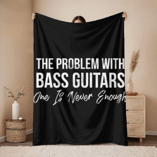 Funny Bass Guitar Design Throw Blankets
