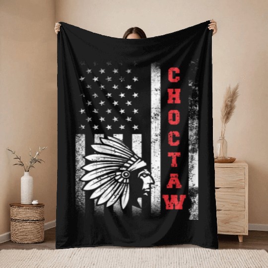 Choctaw Flag US USA Native American Indian Gift Throw Blankets