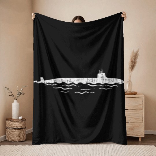 US Navy Submarine Vessel Vintage Submariner Throw Blankets