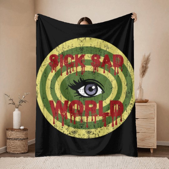Daria Sick Sad World Drippy Text Eye Logo Throw Blankets
