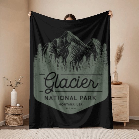 Glacier National Park Hiking Montana Throw Blankets