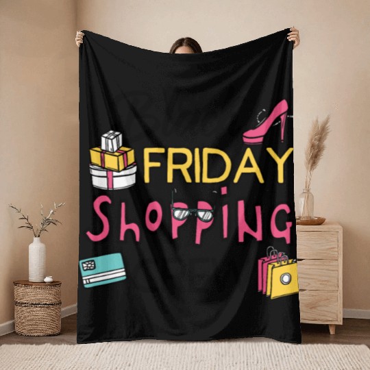 Holiday Shopping Black Friday Shopping Crew Funny Throw Blankets
