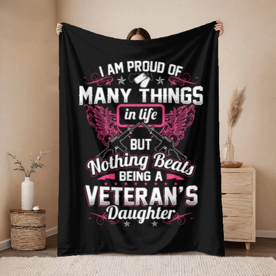 Proud Veteran's Daughter Throw Blankets