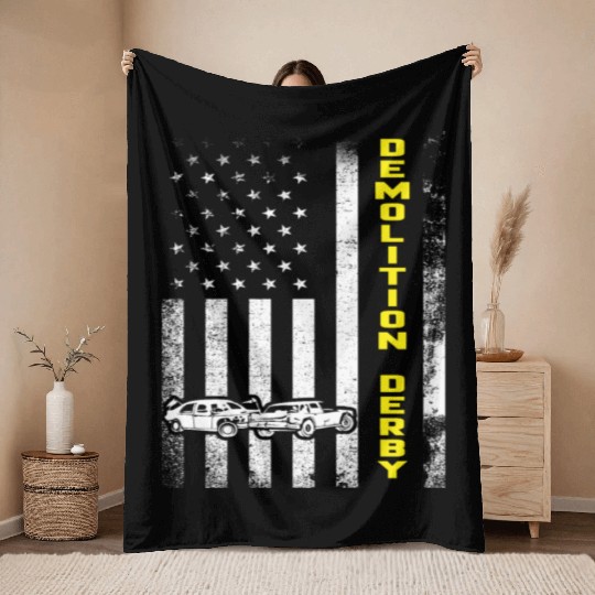 Demolition Derby Car crashing Motorsport Racing US Throw Blankets