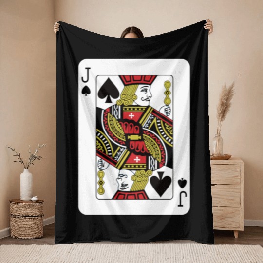 Jack Of The Spades Playing Card Poker Throw Blankets