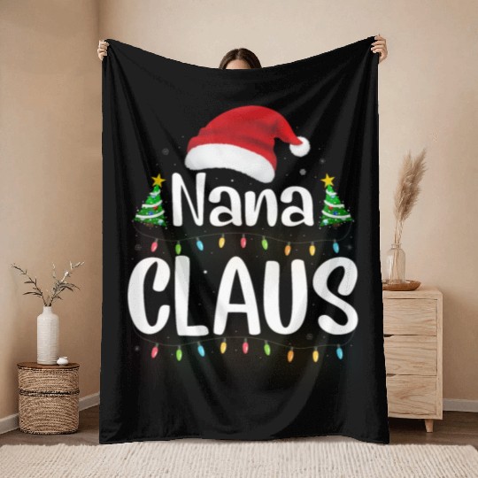 Funny Santa Nana Claus Christmas Family Matching Throw Blankets