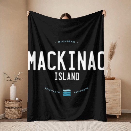 Mackinac Island Michigan Beach Waves Throw Blankets