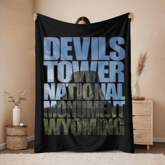 Devils Tower National Monument Wyoming Souvenir Throw Blankets