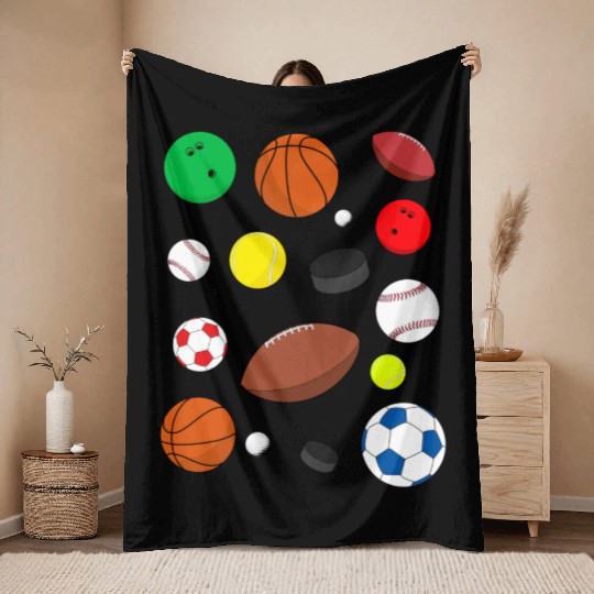 Colorful Sports Balls Throw Blankets