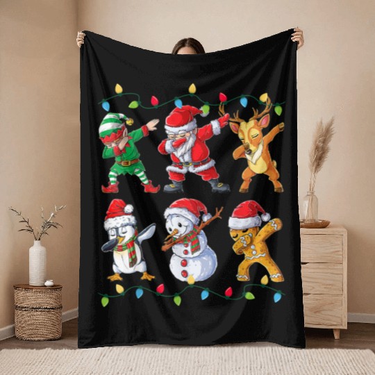 Dabbing Santa Elf Friends Christmas Kids Boys Throw Blankets