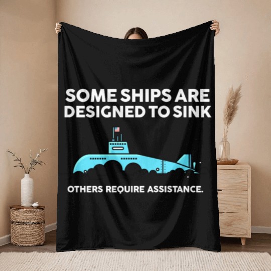 Military Submarine Veteran Gift US Submarine Sink Throw Blankets
