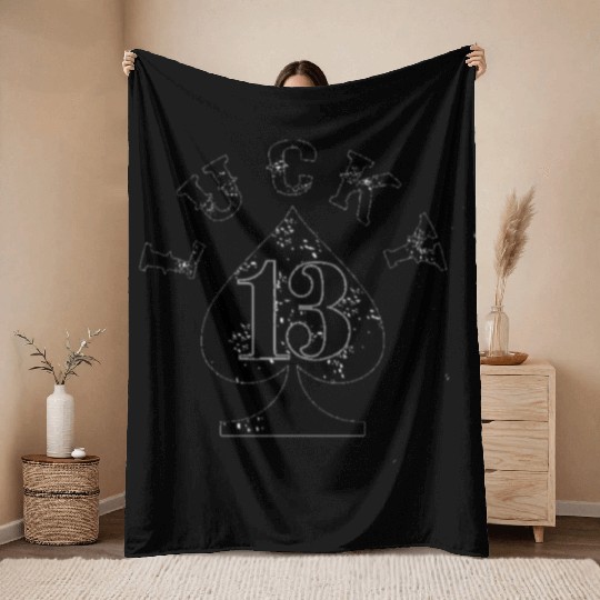 Lucky 13 Spade Throw Blankets