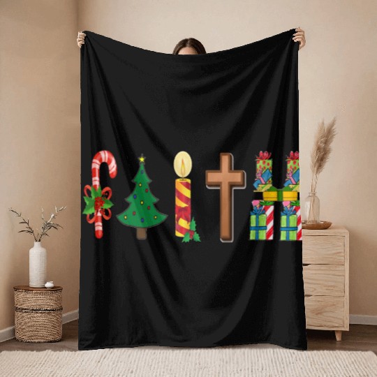 Faith Christian Christmas Throw Blankets