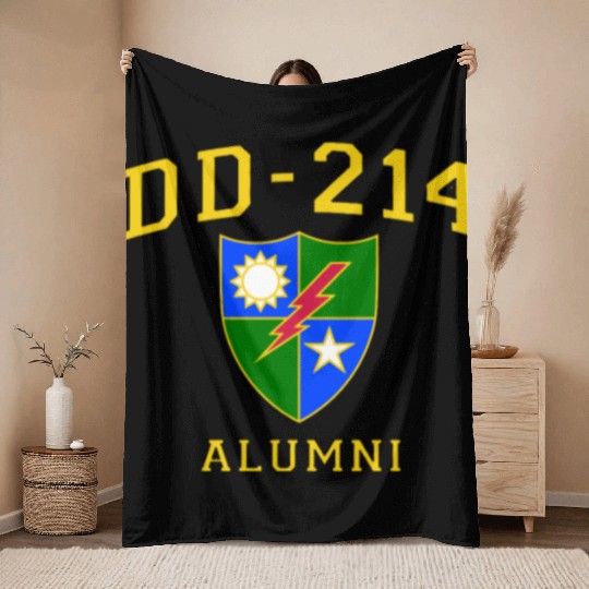 US Army Ranger Veteran DD214 Alumni Logo Insignia Throw Blankets