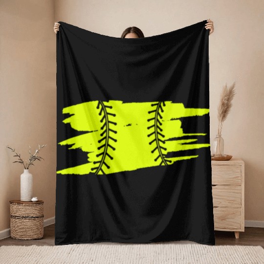 Softball Catcher Baseball Pitcher Bat Ball Player Throw Blankets