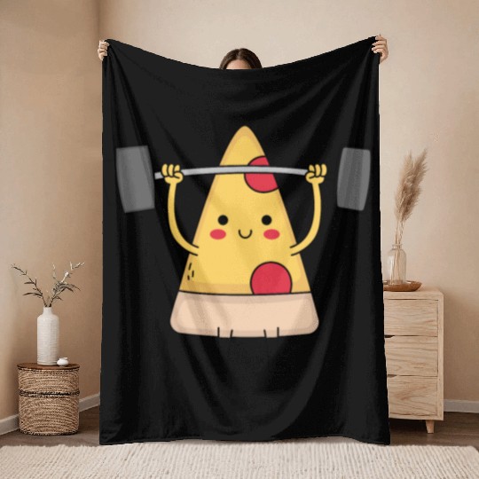 Pizza Gym Throw Blankets
