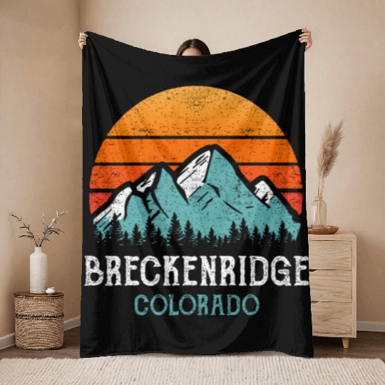 Vintage Breckenridge Throw Blankets Retro Sun Mountains