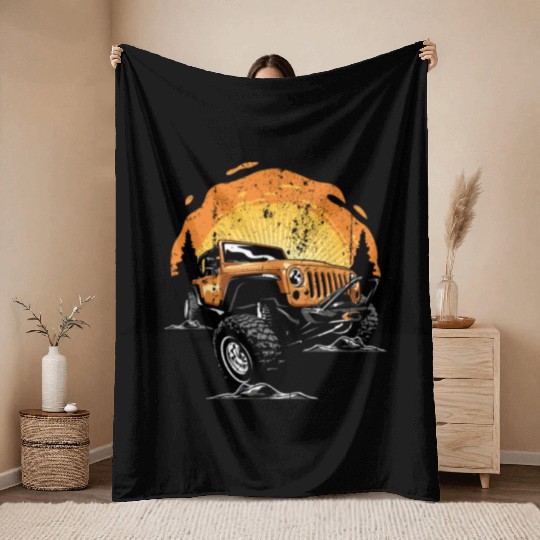 Jeep adventure Throw Blankets