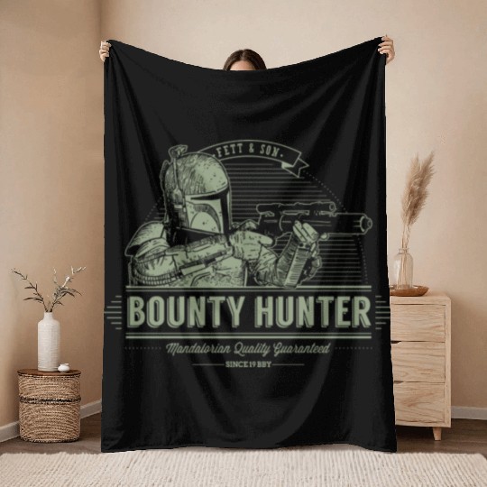 Boba Fett and son Bounty hunter Throw Blankets