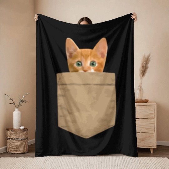 Orange Cat Throw Blankets Kitty In My Your Pocket Long Slee