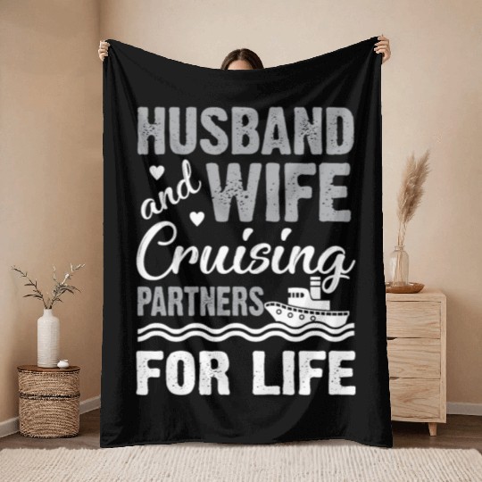 Cruising Partner Couple Cruise Ship Husband Wife Throw Blankets
