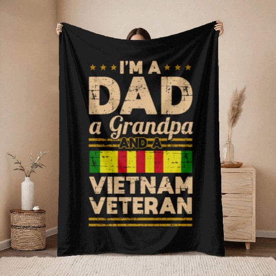 Dad Grandpa Vietnam Veteran Vintage Throw Blankets