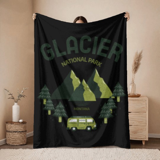 Glacier National Park Montana Travel Throw Blankets