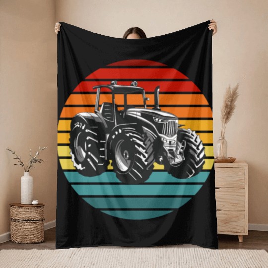 Vintage Tractor Design Throw Blankets