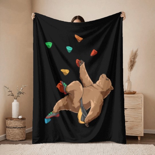 Grizzly Bouldering and Rock Climbing Gift Throw Blankets